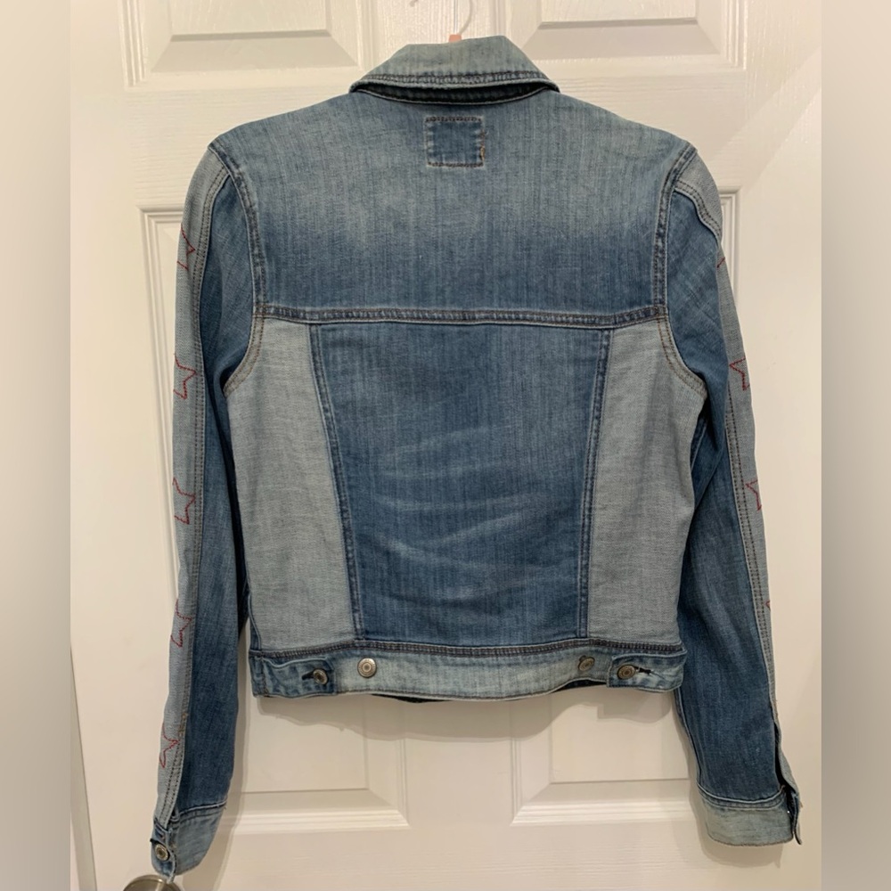 American Eagle Outfitters Denim Jacket with Stars on the Sleeves•Sz. S•Like New - Picture 3 of 16